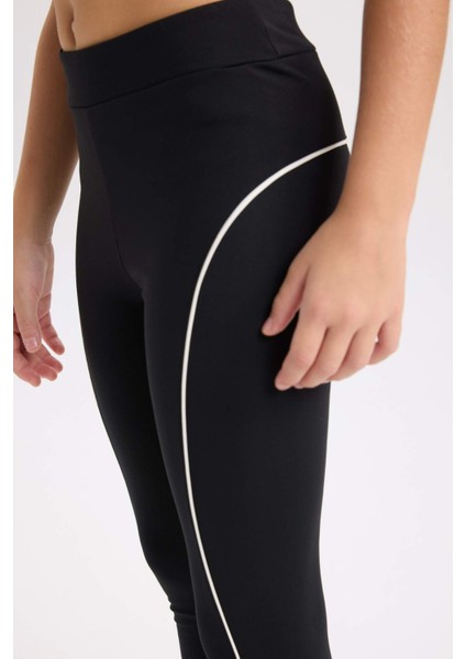 Kız Çocuk Şerit Detaylı Standart Boy Tayt D6549A824WN