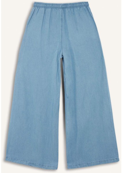 Yüksek Bel Uzun Tensel Yıkamalı Pantolon