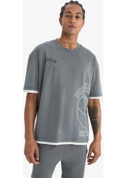 NBA Brooklyn Nets Oversize Geniş Kalıp Bisiklet Yaka Kısa Kollu Tişört D8610AX25SP