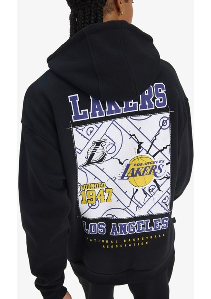 Fit NBA Los Angeles Lakers Oversize Geniş Kalıp Kapüşonlu Kalın Sweatshirt D8489AX25SP
