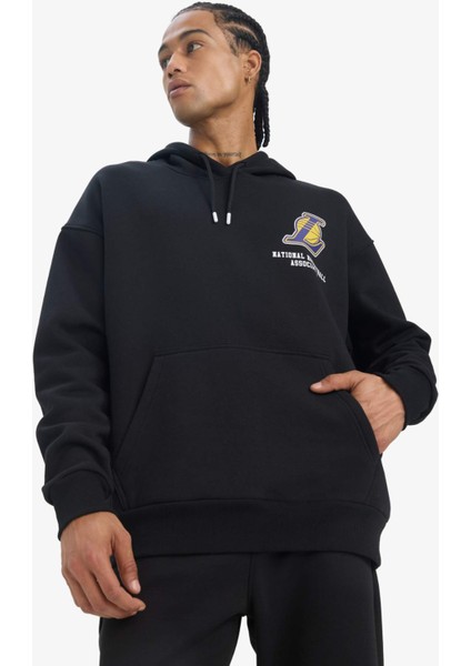 Fit NBA Los Angeles Lakers Oversize Geniş Kalıp Kapüşonlu Kalın Sweatshirt D8489AX25SP