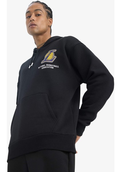 Fit NBA Los Angeles Lakers Oversize Geniş Kalıp Kapüşonlu Kalın Sweatshirt D8489AX25SP