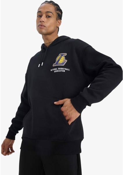 Fit NBA Los Angeles Lakers Oversize Geniş Kalıp Kapüşonlu Kalın Sweatshirt D8489AX25SP