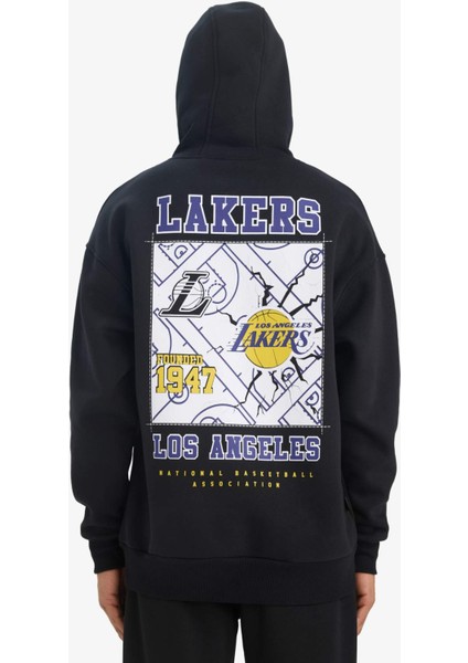 Fit NBA Los Angeles Lakers Oversize Geniş Kalıp Kapüşonlu Kalın Sweatshirt D8489AX25SP