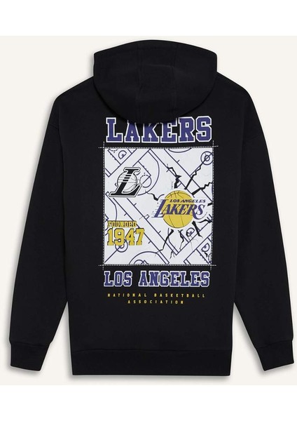 Fit NBA Los Angeles Lakers Oversize Geniş Kalıp Kapüşonlu Kalın Sweatshirt D8489AX25SP