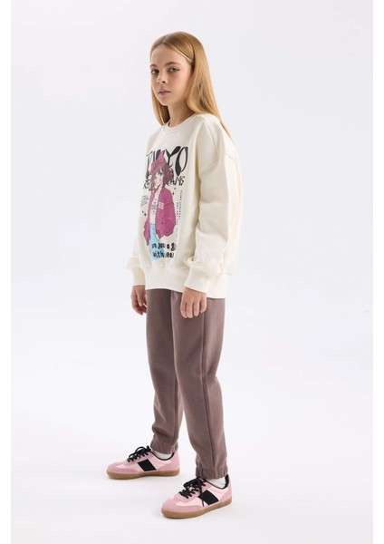 Kız Çocuk Beli Paçası Lastikli Jogger Eşofman Altı D6540A824WN