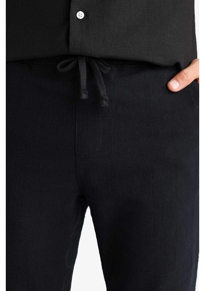 %100 Pamuk Relax Fit Rahat Kesim Yazlık Müslin Kısa Paça Pamuklu Jogger Pantolon D6260AX25SP