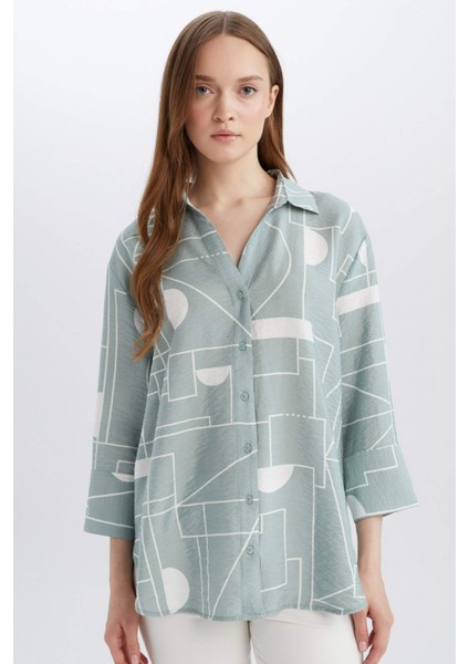 Regular Fit Desenli Uzun Kollu Gömlek C3818AX25SP