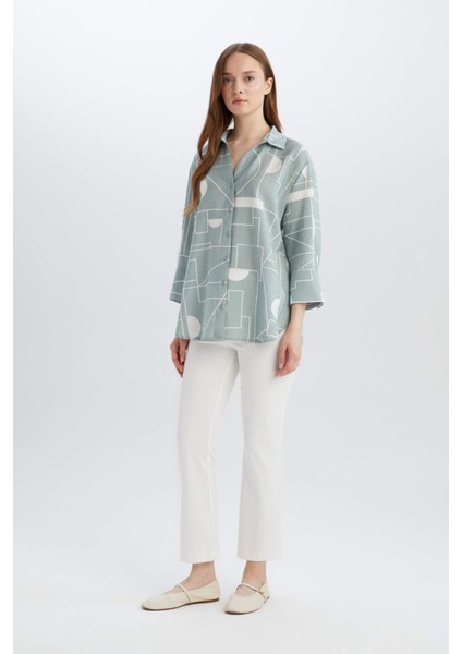 Regular Fit Desenli Uzun Kollu Gömlek C3818AX25SP