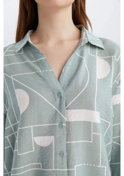 Regular Fit Desenli Uzun Kollu Gömlek C3818AX25SP