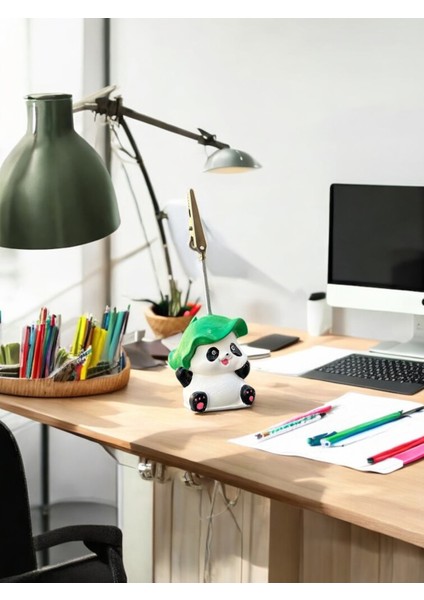 Kawaii Sevimli Bambu Şapka Panda Fotoğraf ve Not Tutucu - Ofis Masa Not Tutacağı