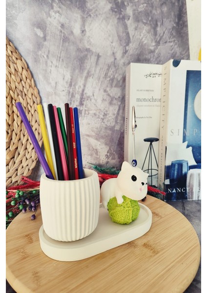 Dekoratif Sevimli Kedi Kalemlik ve Notluk Seti, Masaüstü Hediyelik fiyatları