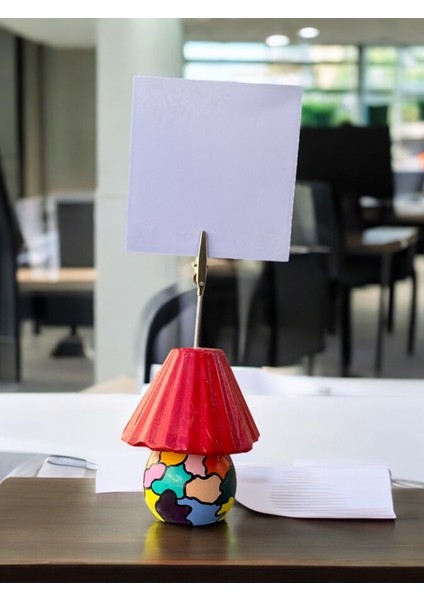 Kırmızı Abajur Fotoğraf Not Tutacağı Ofis Masası Hediyelik Tutucu fırsatları