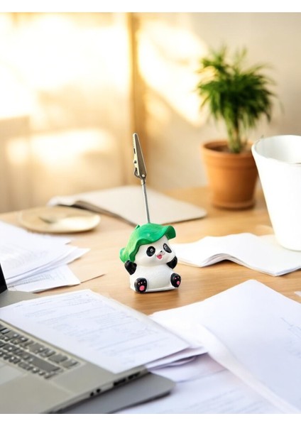 Kawaii Sevimli Bambu Şapka Panda Fotoğraf ve Not Tutucu - Ofis Masa Not Tutacağı fırsatları