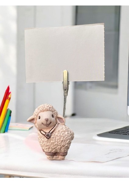 Minik Tatlı Yavru Bej Kuzu Kawaii Fotoğraf Not Tutacağı Ofis Masası Hediye Tutucu Tutacak fiyatları