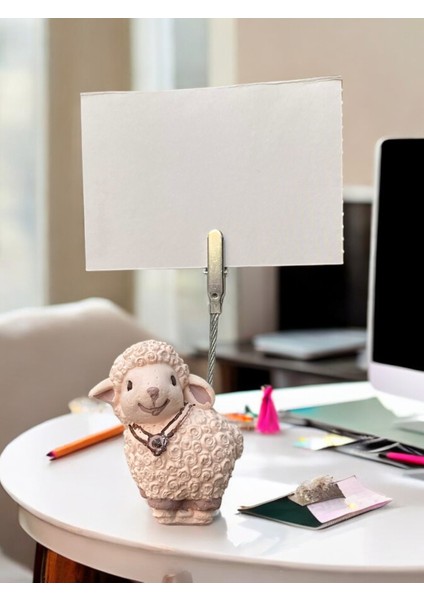 Minik Tatlı Yavru Bej Kuzu Kawaii Fotoğraf Not Tutacağı Ofis Masası Hediye Tutucu Tutacak modelleri