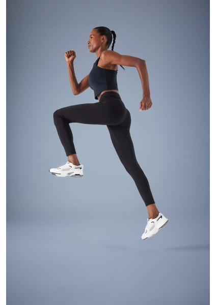 Fit Yüksek Bel Beli Saran Pamuklu Basic Düz Sporcu Tayt