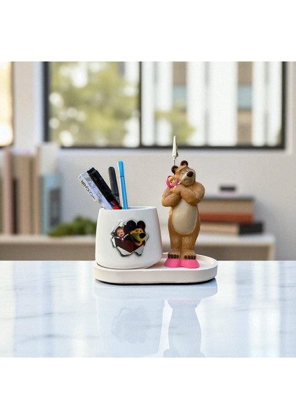 Dekoratif Sevimli Maşa ve Kocaayı Baskılı Kalemlik ve Notluk Seti El Yapımı fiyatları