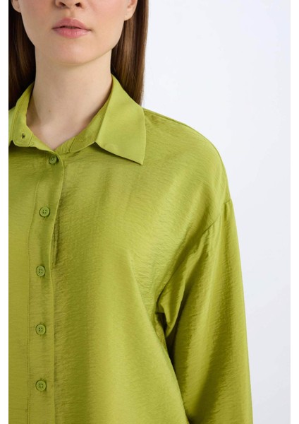 Relax Fit Basic Düz Uzun Kollu Gömlek Tunik D7346AX25SP