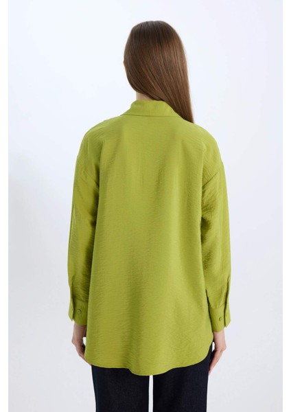 Relax Fit Basic Düz Uzun Kollu Gömlek Tunik D7346AX25SP