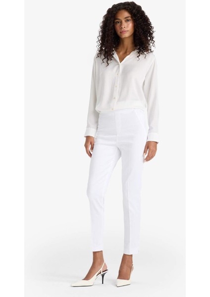 Sigaret Saten Kumaş Pantolon Normal Bel Basic Düz Beli Lastikli Düz Paça J8743AZ25SM