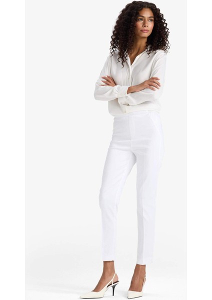 Sigaret Saten Kumaş Pantolon Normal Bel Basic Düz Beli Lastikli Düz Paça J8743AZ25SM