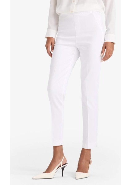 Sigaret Saten Kumaş Pantolon Normal Bel Basic Düz Beli Lastikli Düz Paça J8743AZ25SM