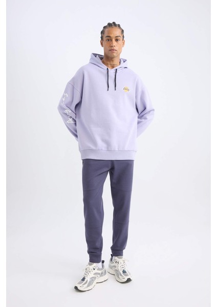 Fit NBA Los Angeles Lakers Oversize Geniş Kalıp Sırt Baskılı Kapüşonlu Sweatshirt Y0201AZ24AU