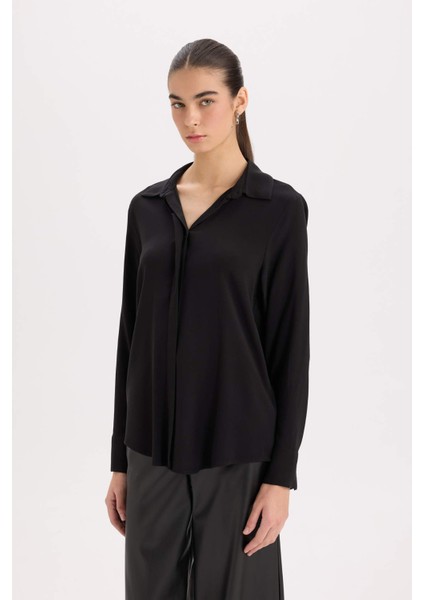 Regular Fit Basic Düz Uzun Kollu GÖMLEK W1802AZ25SP