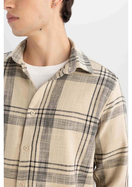 %100 Pamuk Regular Fit Kareli Oduncu Flanel Uzun Kollu Gömlek D6727AX24AU