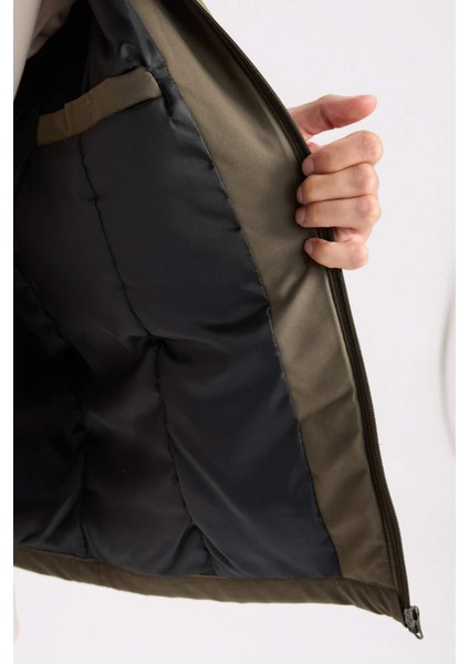 Su İtici Regular Fit Kolej Yaka Fermuarlı Çift Cepli Mevsimlik Baharlık Bomber Ceket Mont D8486AX24WN