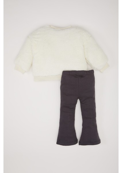 Kız Bebek 2'li Takım Baskılı Sweatshirt İspanyol Paça Alt D7261A524WN