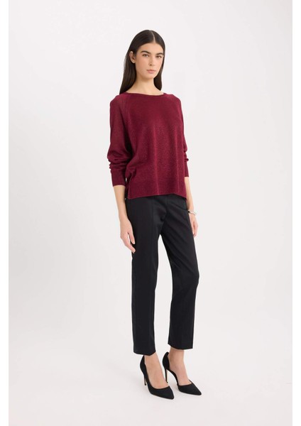 Sigaret Saten Kumaş Pantolon Normal Bel Basic Düz Beli Lastikli Düz Paça J8743AZ25SM