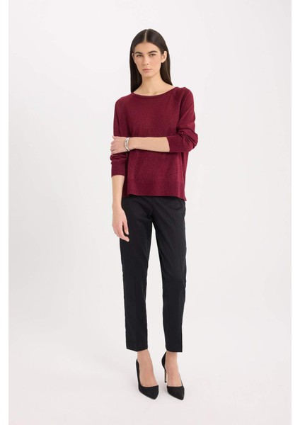 Sigaret Saten Kumaş Pantolon Normal Bel Basic Düz Beli Lastikli Düz Paça J8743AZ25SM