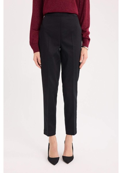 Sigaret Saten Kumaş Pantolon Normal Bel Basic Düz Beli Lastikli Düz Paça J8743AZ25SM