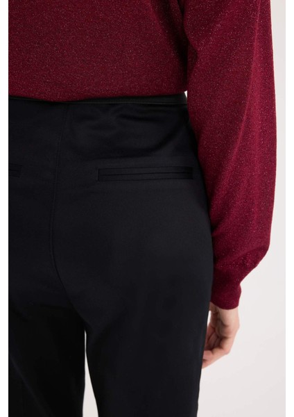 Sigaret Saten Kumaş Pantolon Normal Bel Basic Düz Beli Lastikli Düz Paça J8743AZ25SM