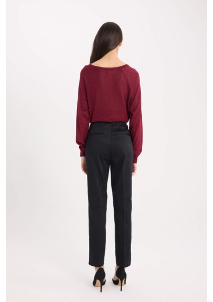 Sigaret Saten Kumaş Pantolon Normal Bel Basic Düz Beli Lastikli Düz Paça J8743AZ25SM