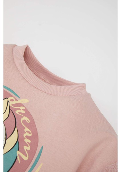 Kız Bebek 2'li Takım Unicorn Baskılı Bisiklet Yaka Sweatshirt Eşofman Altı B3097A524AU