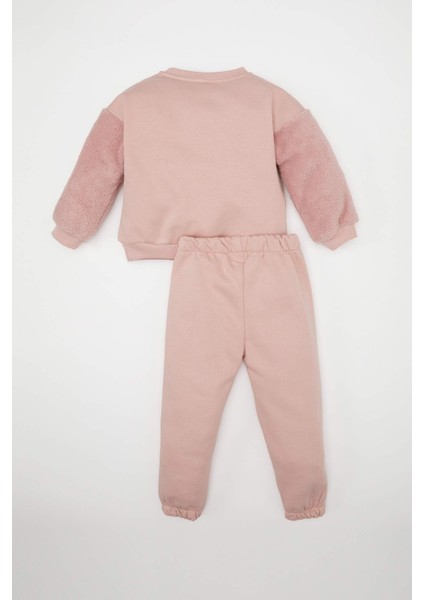 Kız Bebek 2'li Takım Unicorn Baskılı Bisiklet Yaka Sweatshirt Eşofman Altı B3097A524AU