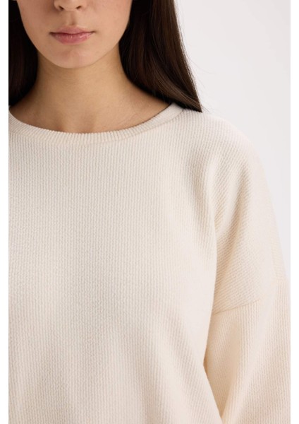 Pijama Takımı Regular Fit Basic Düz Uzun Kollu Üst Geniş Bol Paça Alt-Fall in Love D2259AX24WN