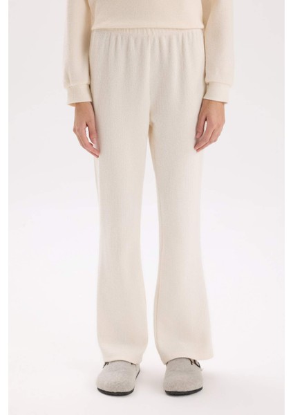 Pijama Takımı Regular Fit Basic Düz Uzun Kollu Üst Geniş Bol Paça Alt-Fall in Love D2259AX24WN