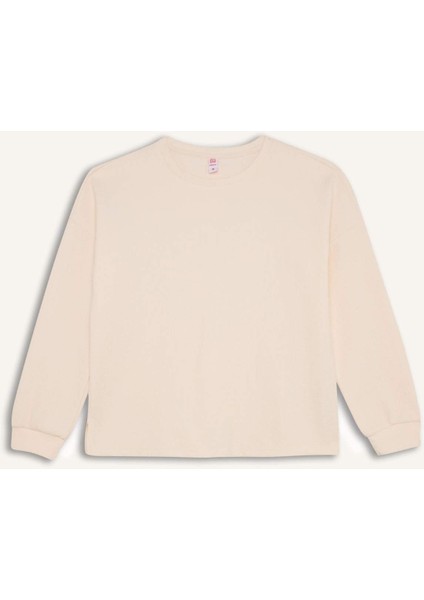 Pijama Takımı Regular Fit Basic Düz Uzun Kollu Üst Geniş Bol Paça Alt-Fall in Love D2259AX24WN