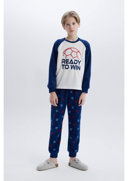 Erkek Çocuk Polar Pijama Takımı Baskılı Uzun Kollu Üst Beli Lastikli Uzun Alt D8600A824CW