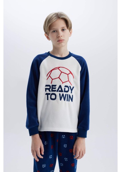 Erkek Çocuk Polar Pijama Takımı Baskılı Uzun Kollu Üst Beli Lastikli Uzun Alt D8600A824CW