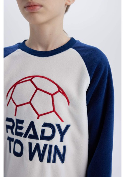 Erkek Çocuk Polar Pijama Takımı Baskılı Uzun Kollu Üst Beli Lastikli Uzun Alt D8600A824CW