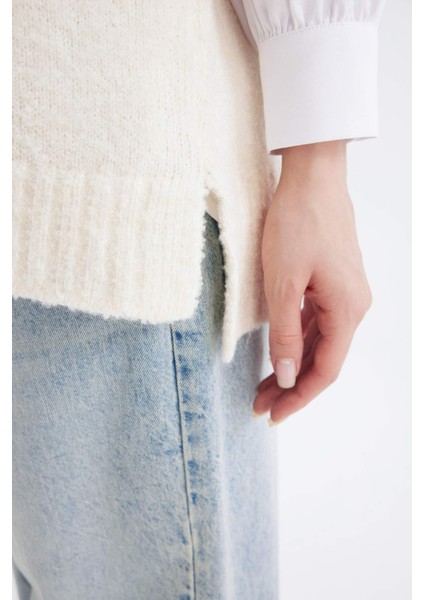 Relax Fit Yarım Balıkçı Yaka Basic Düz Triko Süveter D7489AX24WN