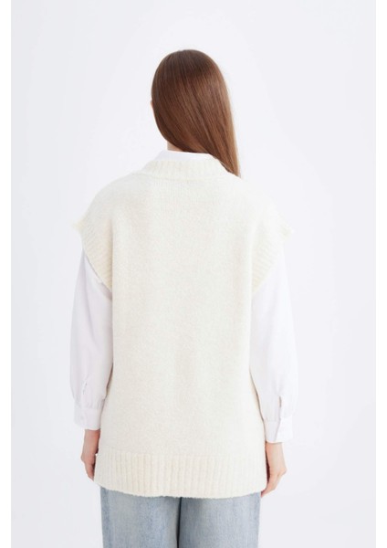 Relax Fit Yarım Balıkçı Yaka Basic Düz Triko Süveter D7489AX24WN