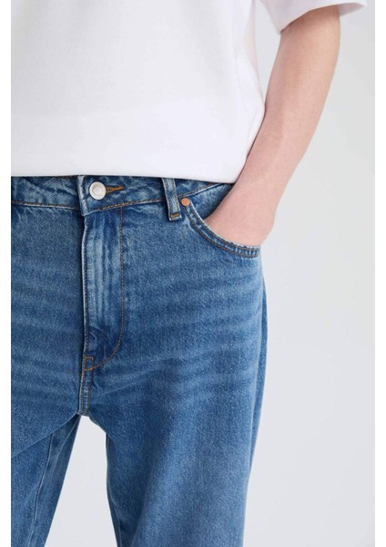 %100 Pamuk 90's Slim Fit Dar Kalıp Yüksek Bel Dar Paça Jean Pantolon D8602AX25SP