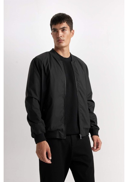 Su Geçirmez Slim Fit Dar Kesim Bomber Kolej Yaka Fermuarlı Çift Cepli Mevsimlik Hafif Mont D7319AX25SP