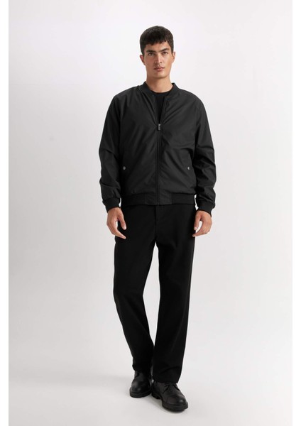 Su Geçirmez Slim Fit Dar Kesim Bomber Kolej Yaka Fermuarlı Çift Cepli Mevsimlik Hafif Mont D7319AX25SP